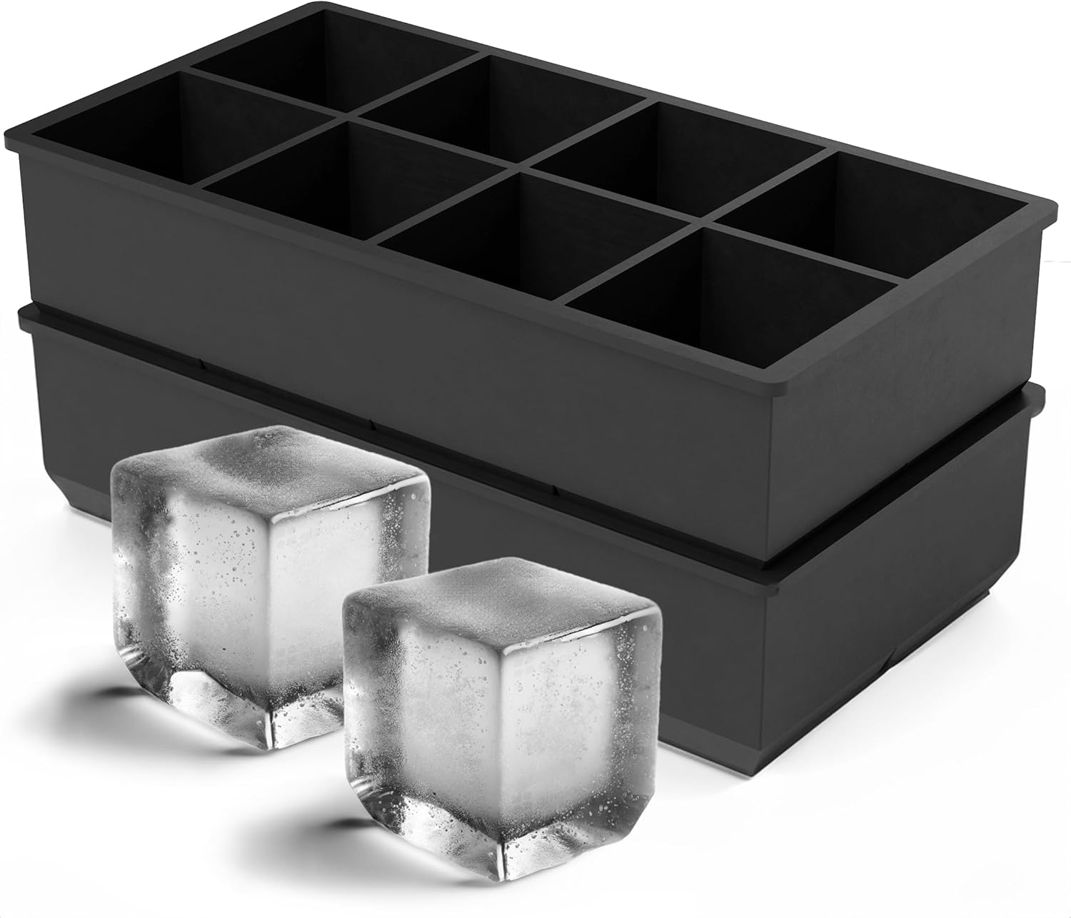 🧊 Large Silicone Ice Cube Trays — Slow-Melting Ice for Perfect Drinks Every Time