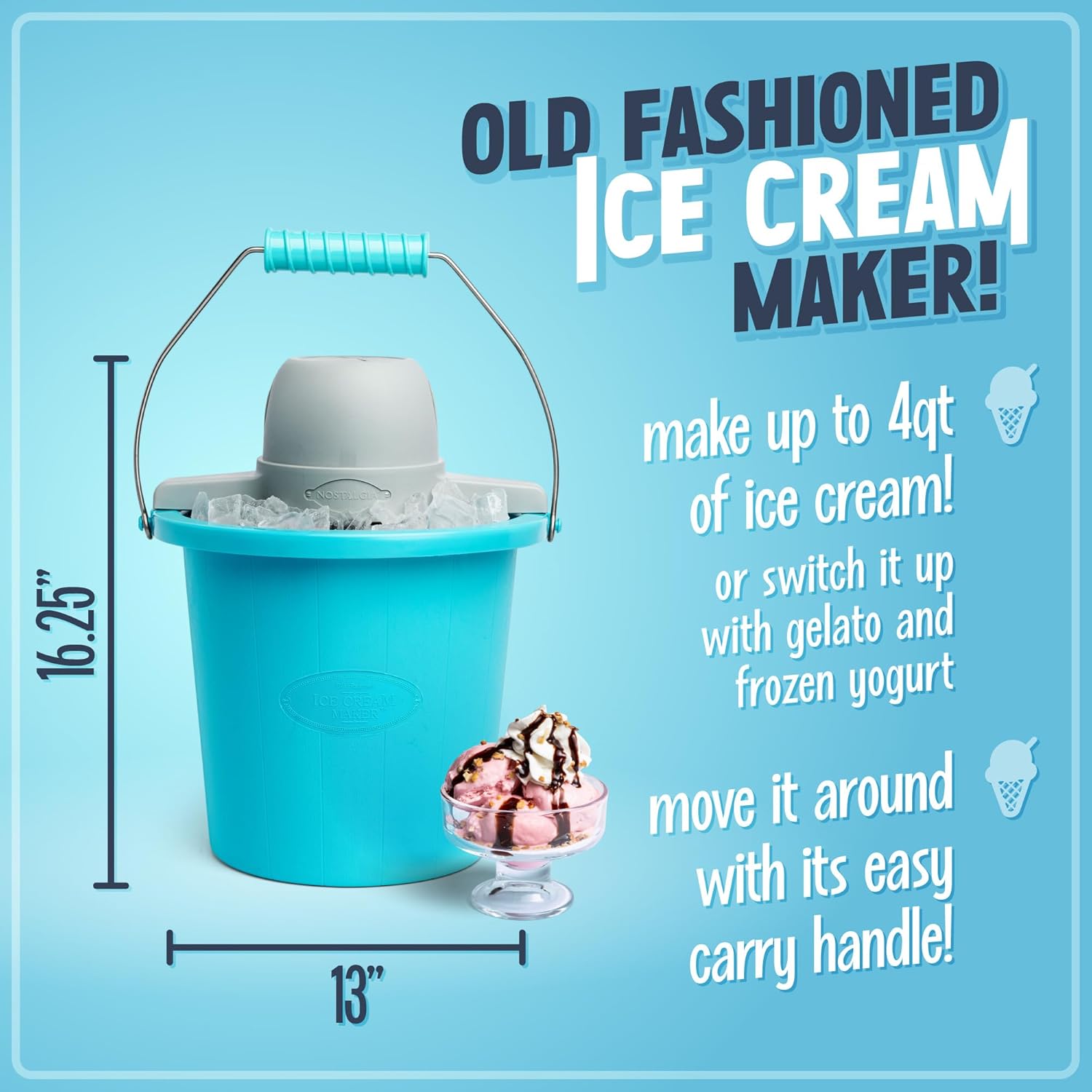 🍦 Old-Fashioned Electric Ice Cream Maker – Homemade Ice Cream, Frozen Yogurt & Gelato in Minutes